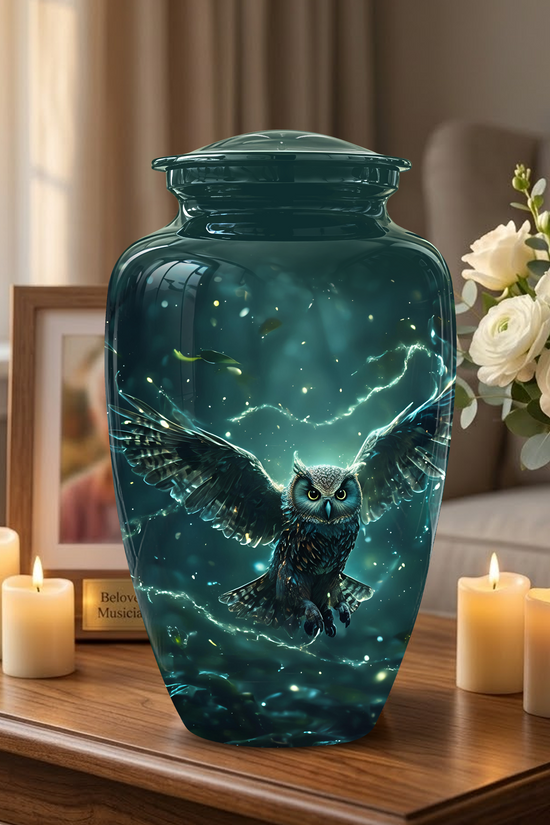 Flying Owl Cremation Urn - Night Owl Burial Urns For Human Ashes