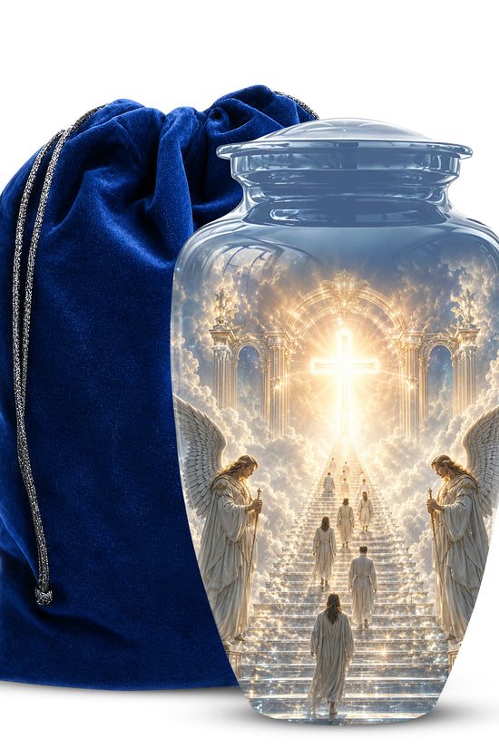 Heaven’s Gate Cross Cremation Urn – Angel Memorial Urn For Human Ashes
