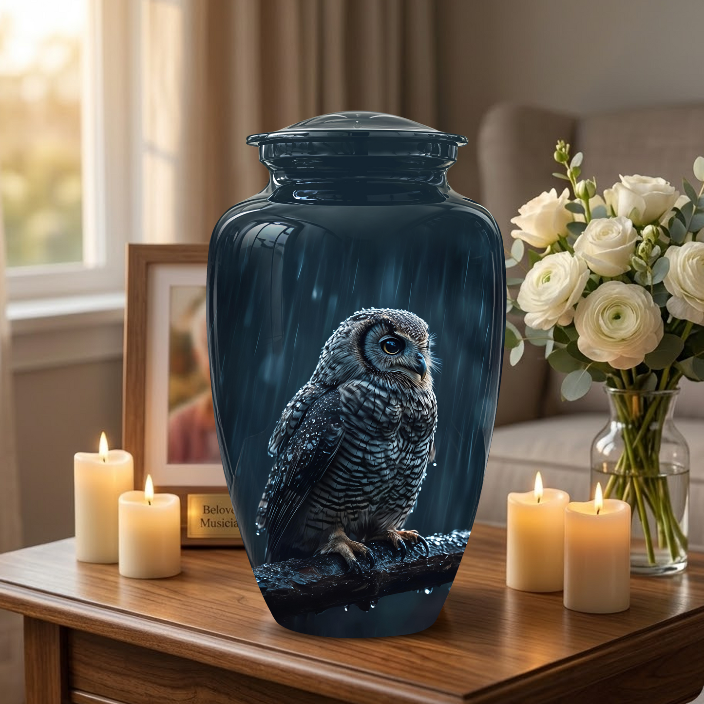 Snowy Owl Cremation Urn - Night Owl Burial Urns For Human Ashes