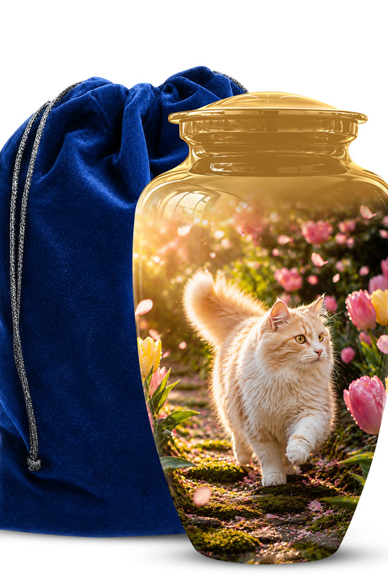 Brown Cat Cremation Urn - Custom Handcrafted Burial Urns For Pet Ashes