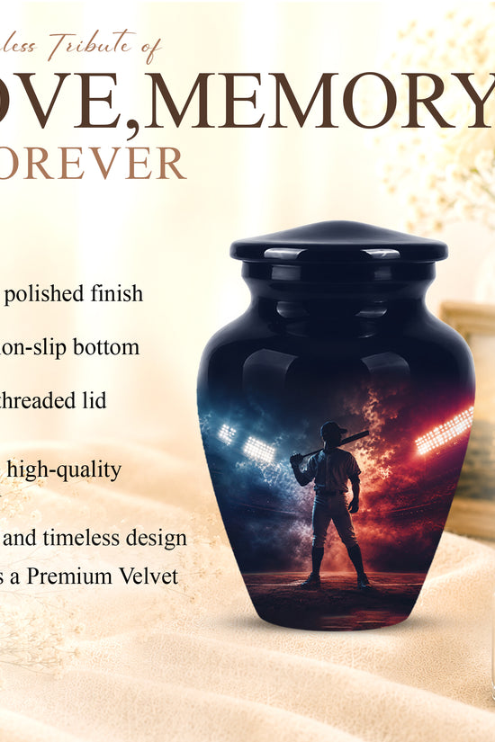 Personalized Baseball Player Cremation Urn - Handcrafted Memorial Urns For Ashes