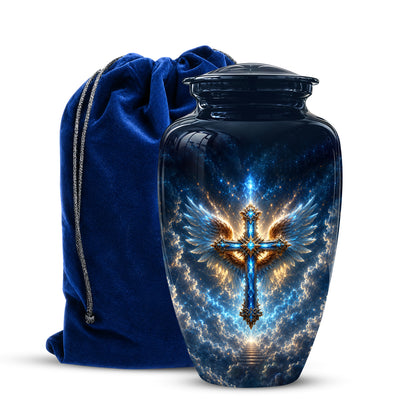 Celestial Jesus Cross Urn - Artistic Handcrafted Urns For Men & Women