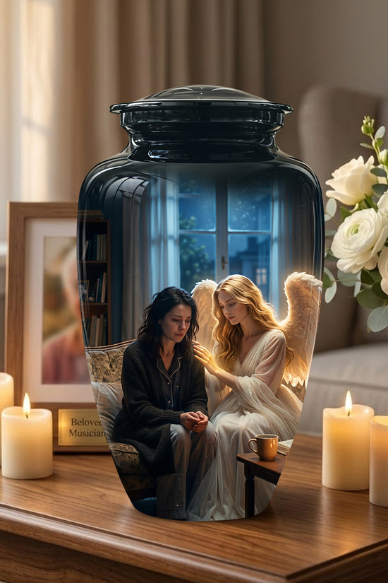 Black Angel Burial Urns - Personalized Memorial Urns For Mother Ashes
