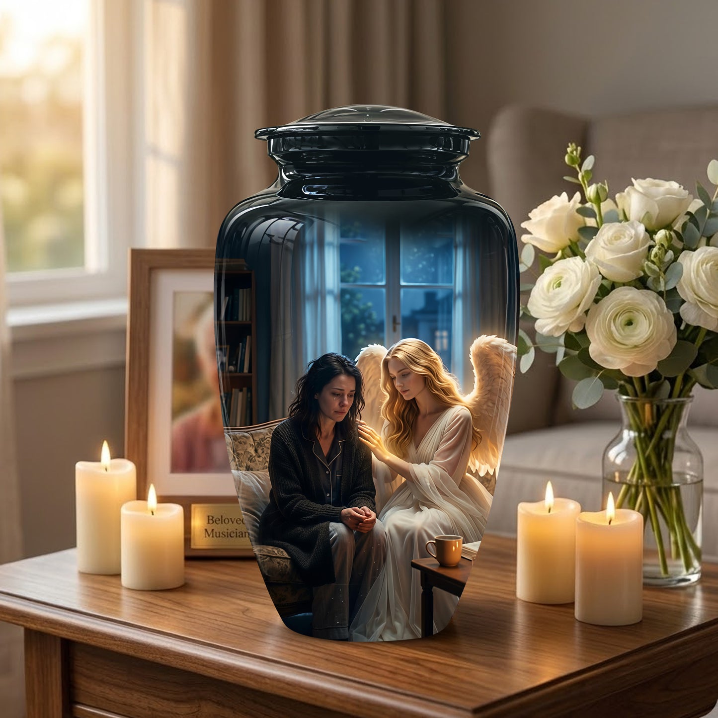 Black Angel Burial Urns - Personalized Memorial Urns For Mother Ashes