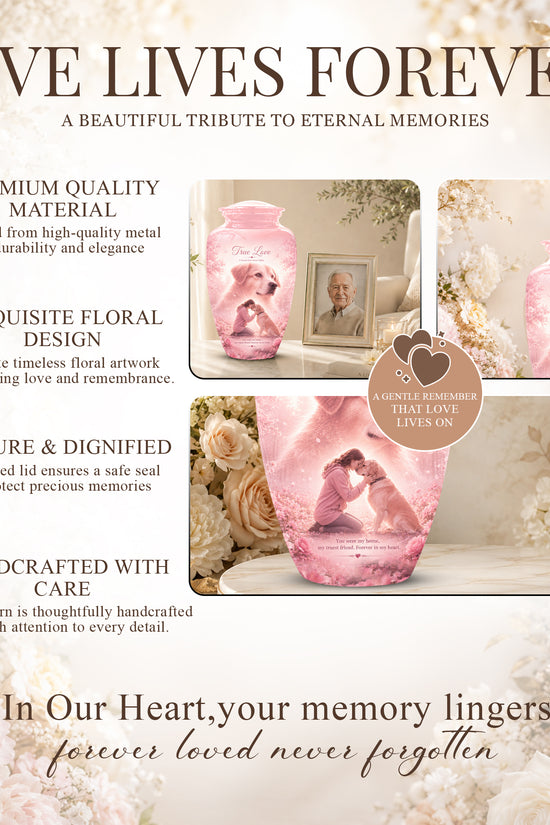 Pink Pet Dog Memorial Urn – Dog Burial Urn for Pets Ashes