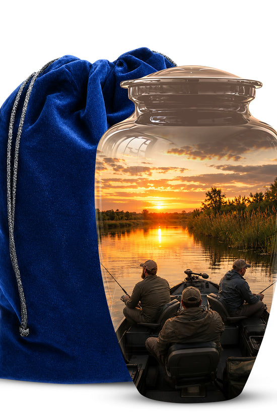 Fisherman Sunset Cremation Urn - Personalized Burial Urns For Ashes