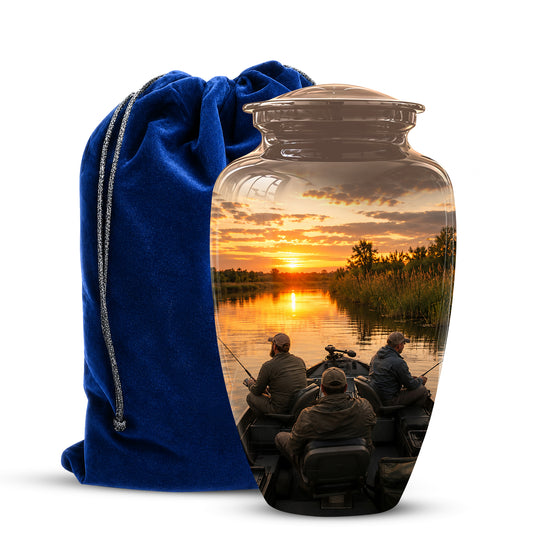 Fisherman Sunset Cremation Urn - Personalized Burial Urns For Ashes