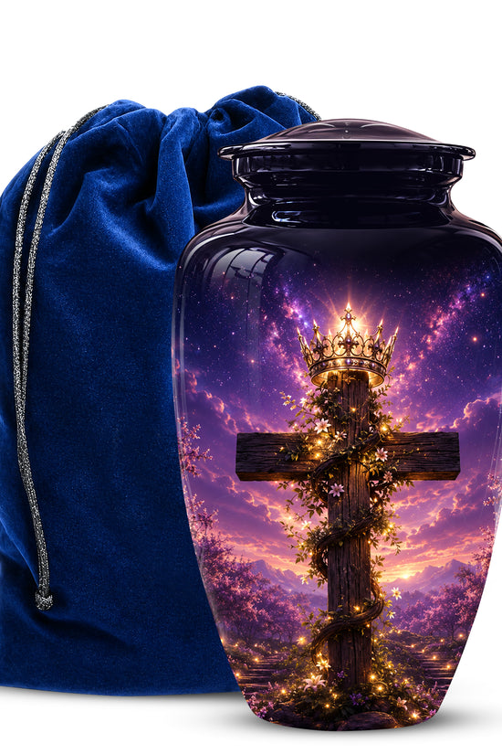 Cross With Crown Cremation Urn for Ashes – Spiritual Memorial Urns