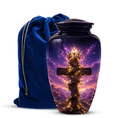 Cross With Crown Cremation Urn for Ashes – Spiritual Memorial Urns
