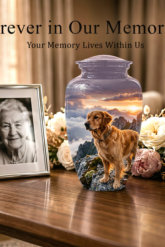 Golden Retriever Themed Urn - Handcrafted Custom Urn For Pet Dog Ashes