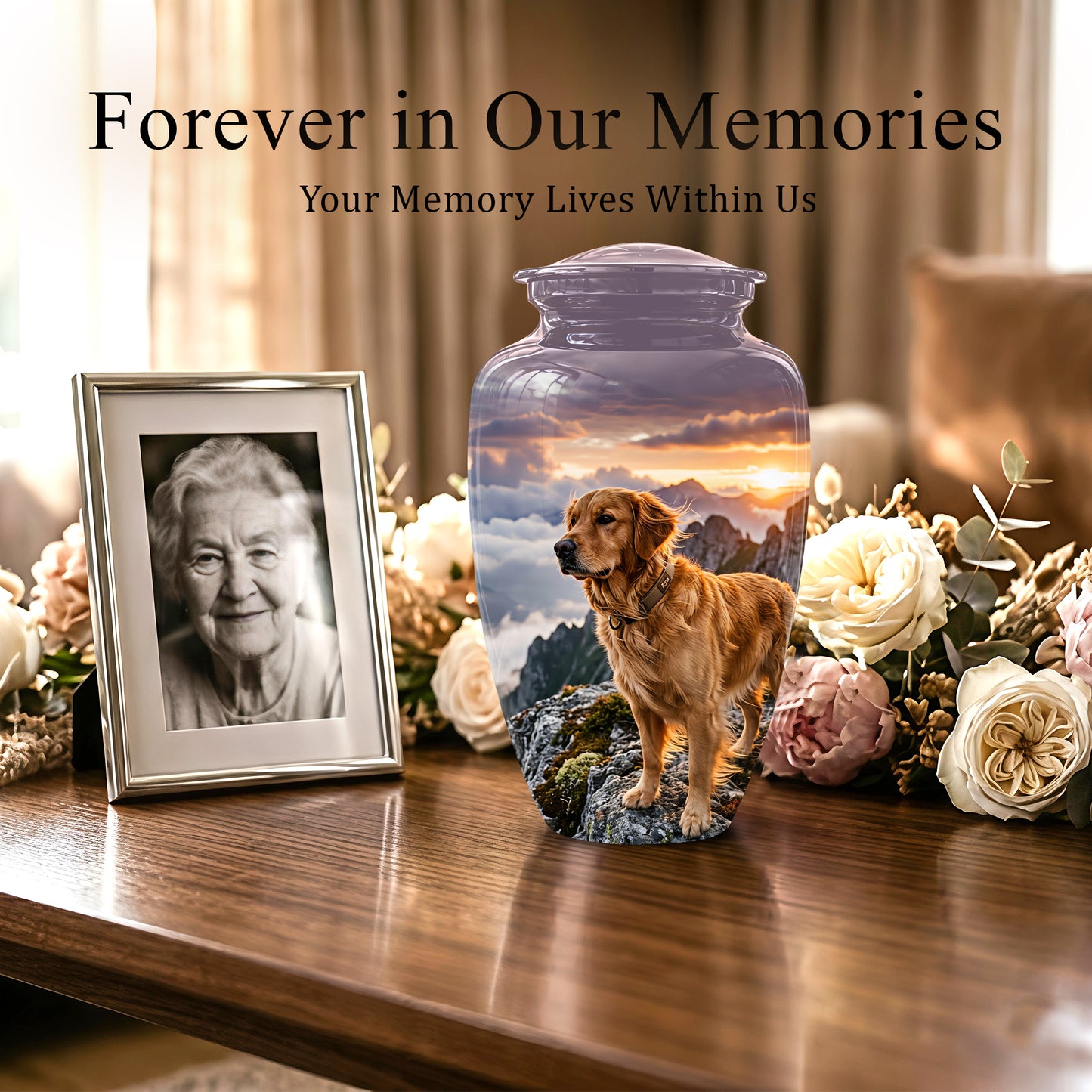 Golden Retriever Themed Urn - Handcrafted Custom Urn For Pet Dog Ashes