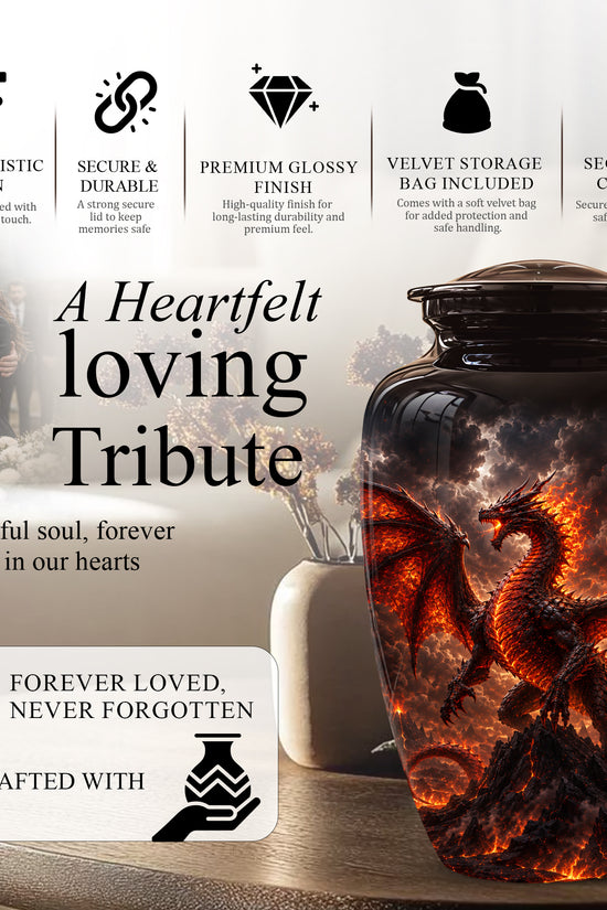 Dragon Fire Cremation Urn - Mythical Dragon Urn For Men & Women Ashes