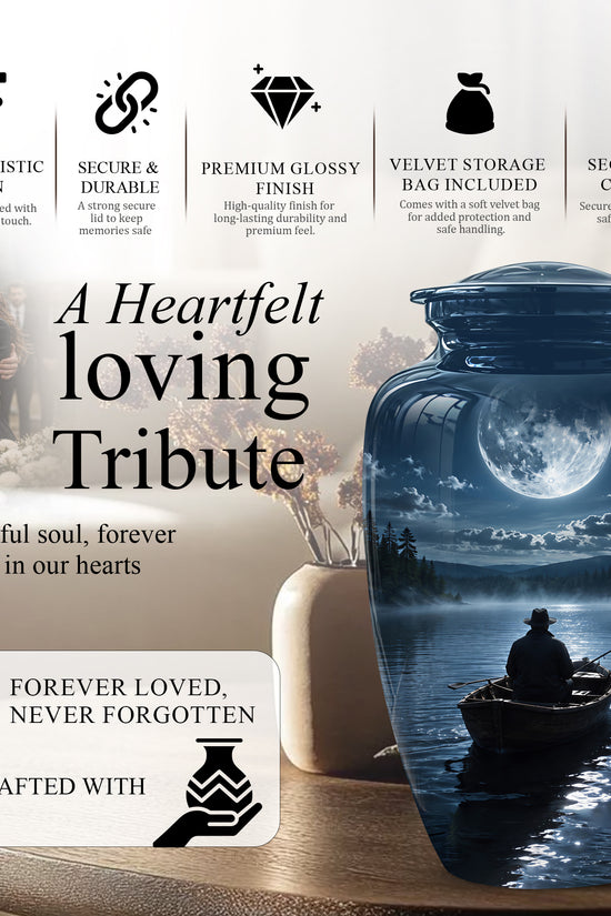 Fishing Memorial Urn - Affordable Night Fishing Themed Urns For Ashes