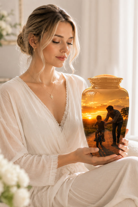 Father & Son Themed Urn - Handcrafted Custom Memorial Urns For Ashes