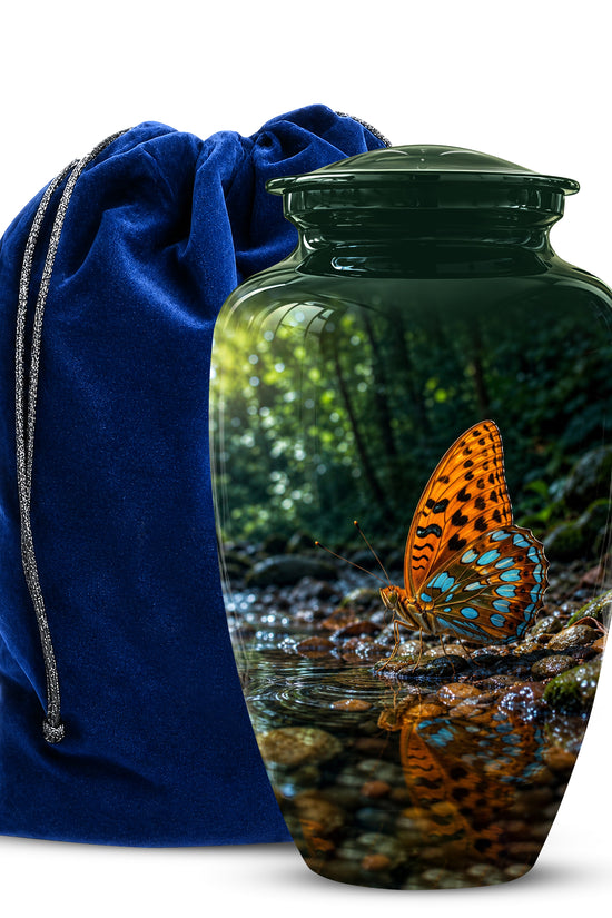 Orange Butterfly Memorial Urn - Personalized Memorial Urns For Ashes