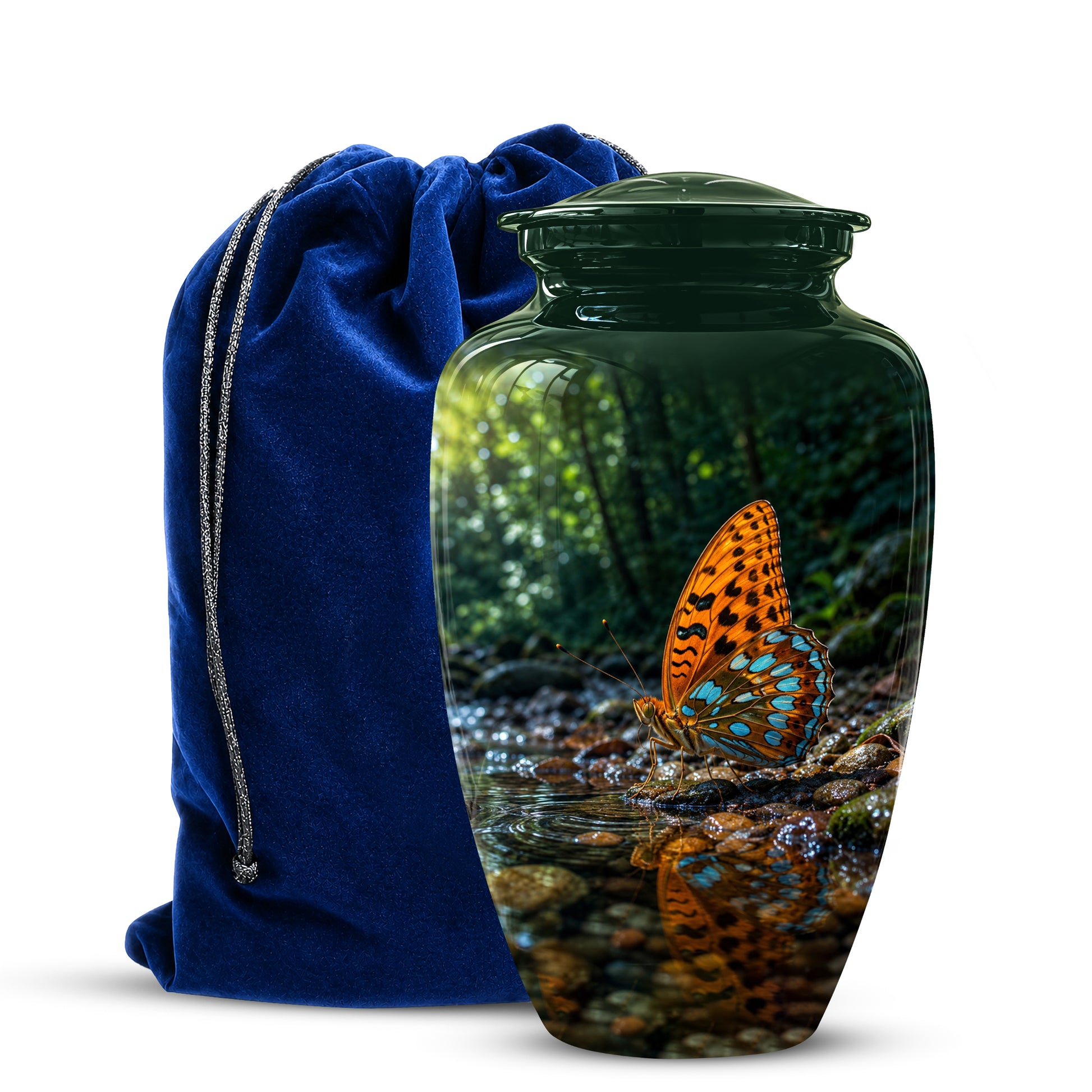 Orange Butterfly Memorial Urn - Personalized Memorial Urns For Ashes