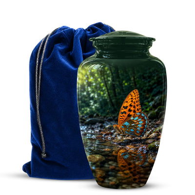 Orange Butterfly Memorial Urn - Personalized Memorial Urns For Ashes