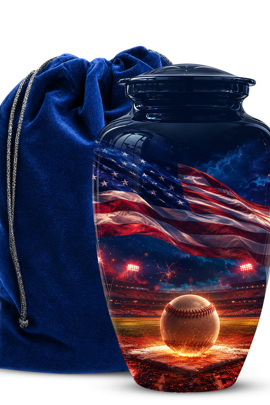 Baseball With American Flag - Custom Baseball Urns For Patriotic Human