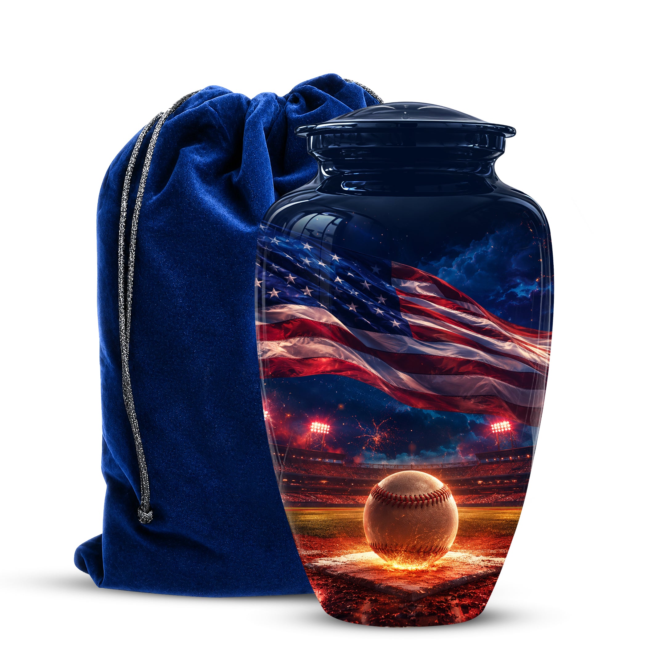 Baseball With American Flag - Custom Baseball Urns For Patriotic Human