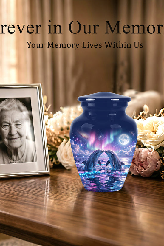 Twin Dolphin Memorial Urn - Beautiful Cremation Urns For Women Ashes