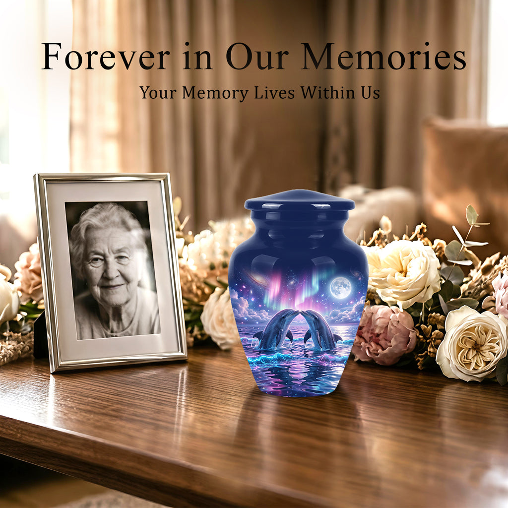 Twin Dolphin Memorial Urn - Beautiful Cremation Urns For Women Ashes