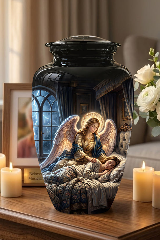 Angel Mom Cremation Urn - Black Memorial Urns For Mother Ashes