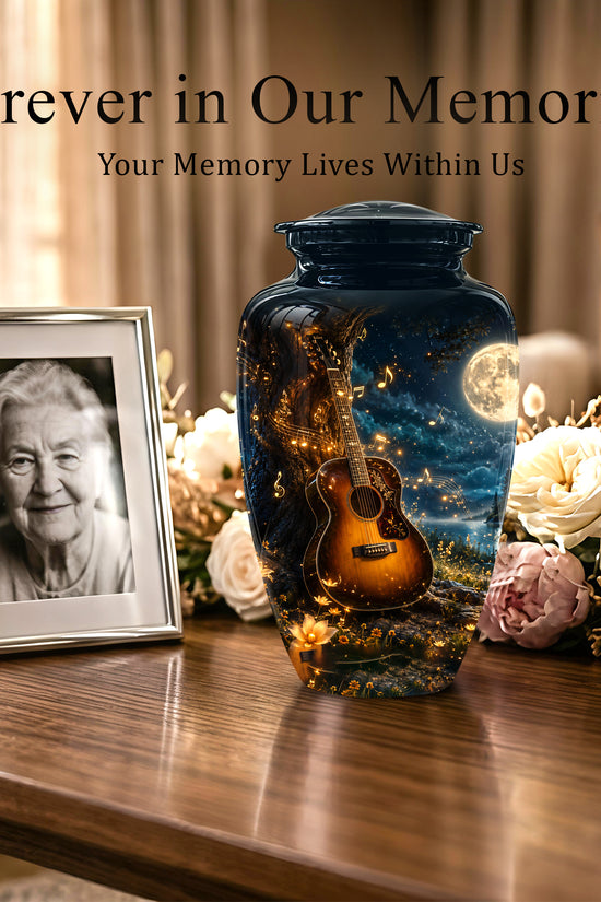 Artistic Guitar Cremation Urn - Starry Night Keep Urn For Music Lovers
