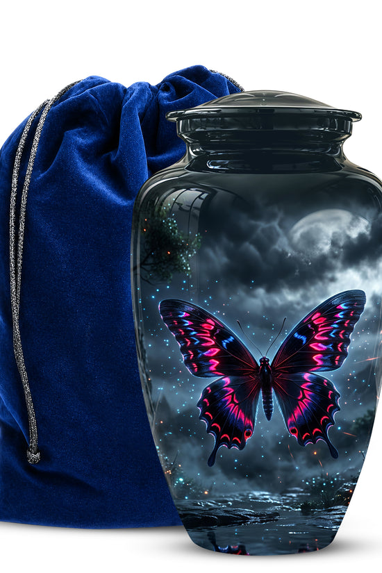 Colorful Butterfly Cremation Urn - Personalized Black Memorial Urns