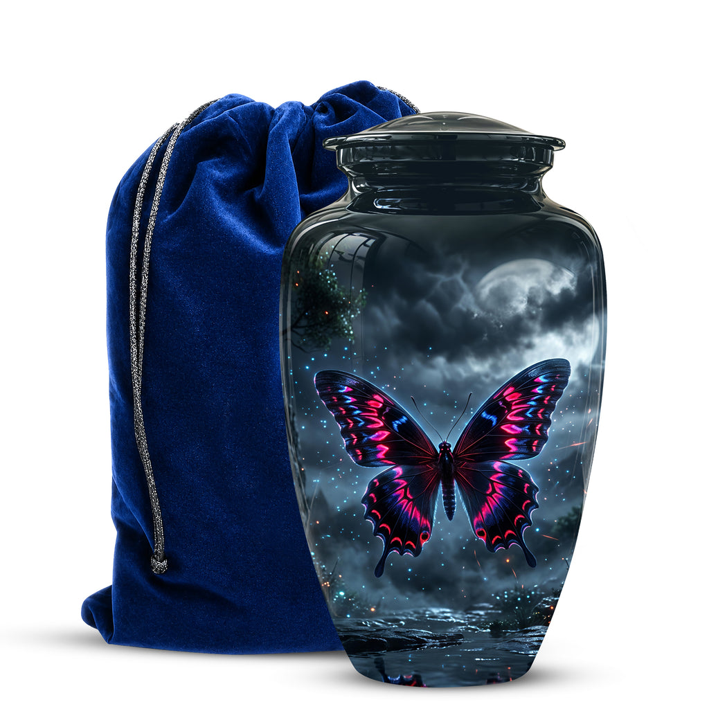 Colorful Butterfly Cremation Urn - Personalized Black Memorial Urns