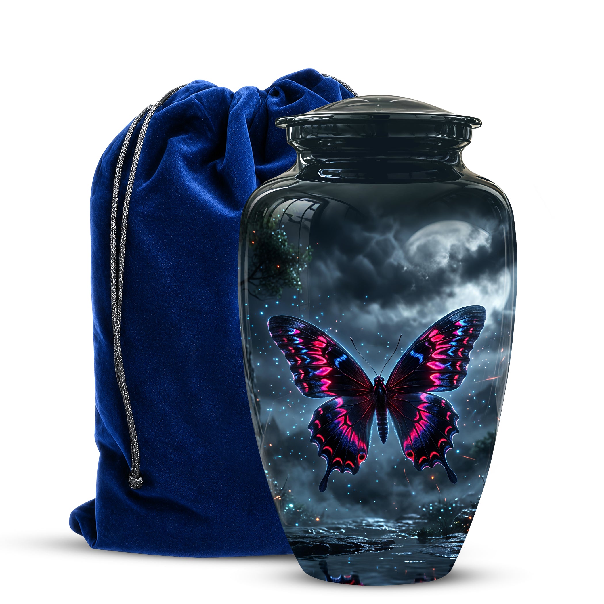 Colorful Butterfly Cremation Urn - Personalized Black Memorial Urns