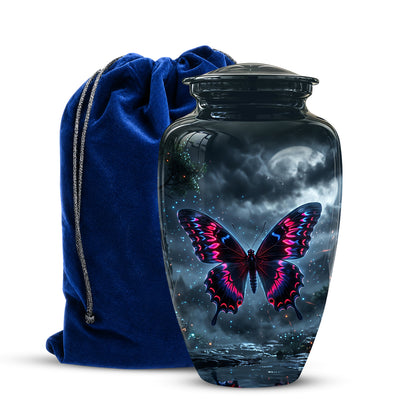 Colorful Butterfly Cremation Urn - Personalized Black Memorial Urns