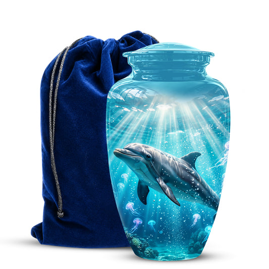 Dolphin Themed Urn - Beautifully Handcrafted Burial Urns For Mom Ashes