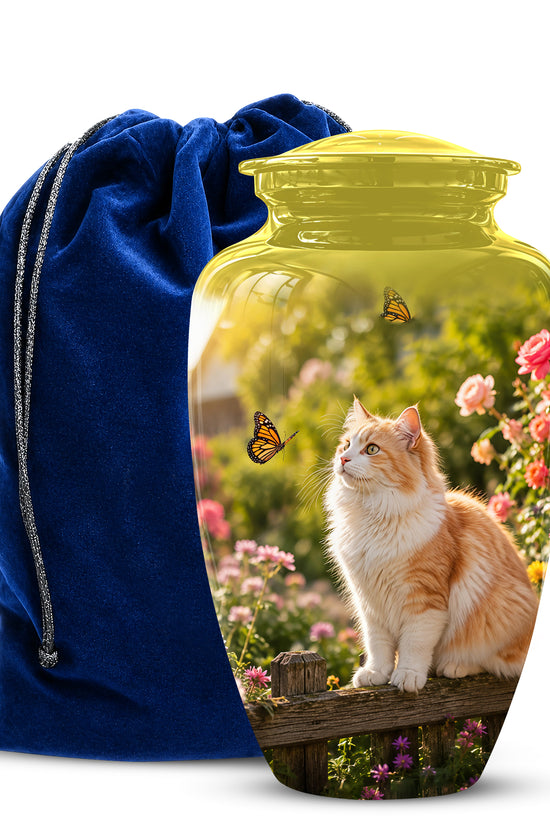 Orange Cat Cremation Urn - Beautiful Eternal Tribute Urn For Pet Ashes
