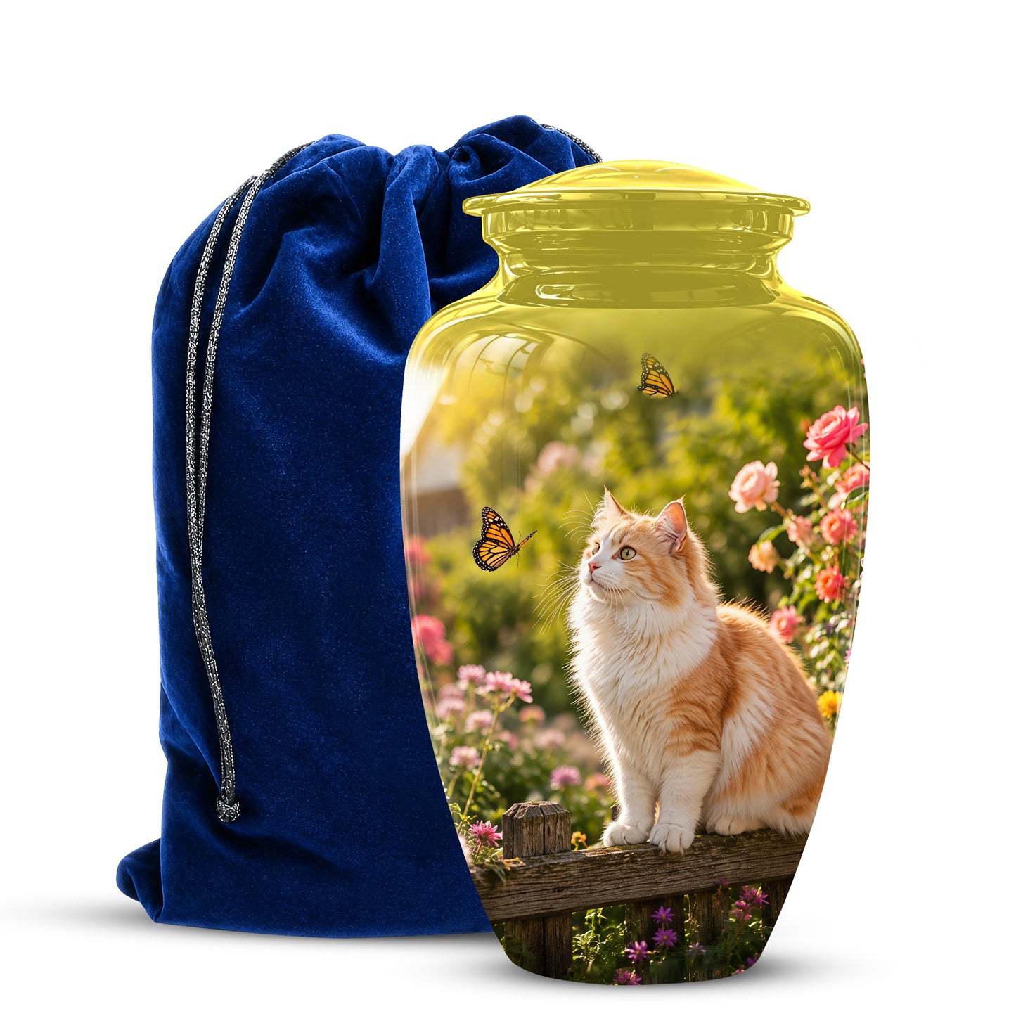 Orange Cat Cremation Urn - Beautiful Eternal Tribute Urn For Pet Ashes