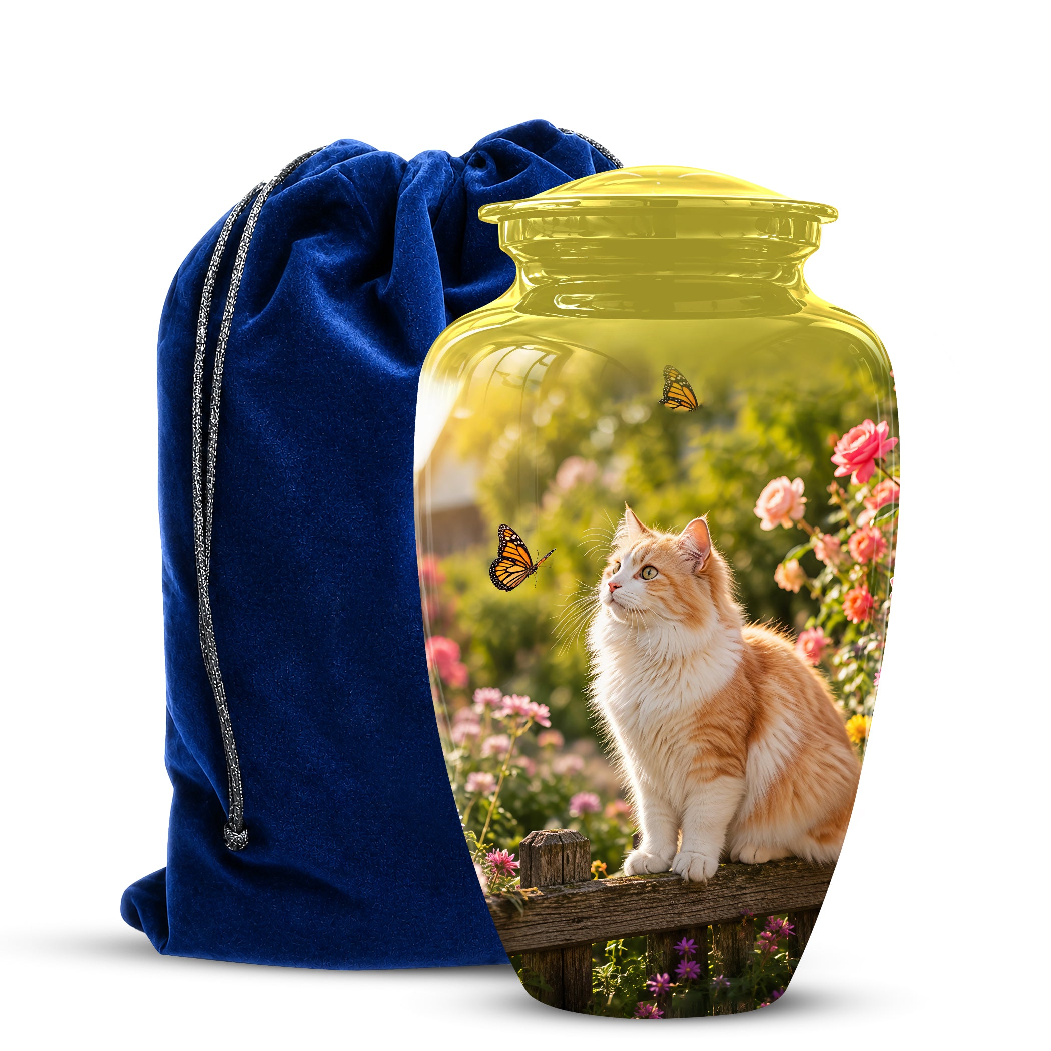 Orange Cat Cremation Urn - Beautiful Eternal Tribute Urn For Pet Ashes