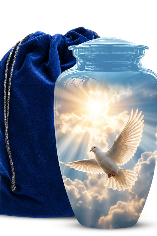 White Dove Bird Themed Urn - Custom Handcrafted Memorial Urns For Ashes