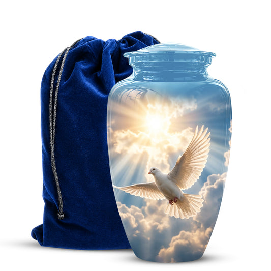 White Dove Bird Themed Urn - Custom Handcrafted Memorial Urns For Ashes