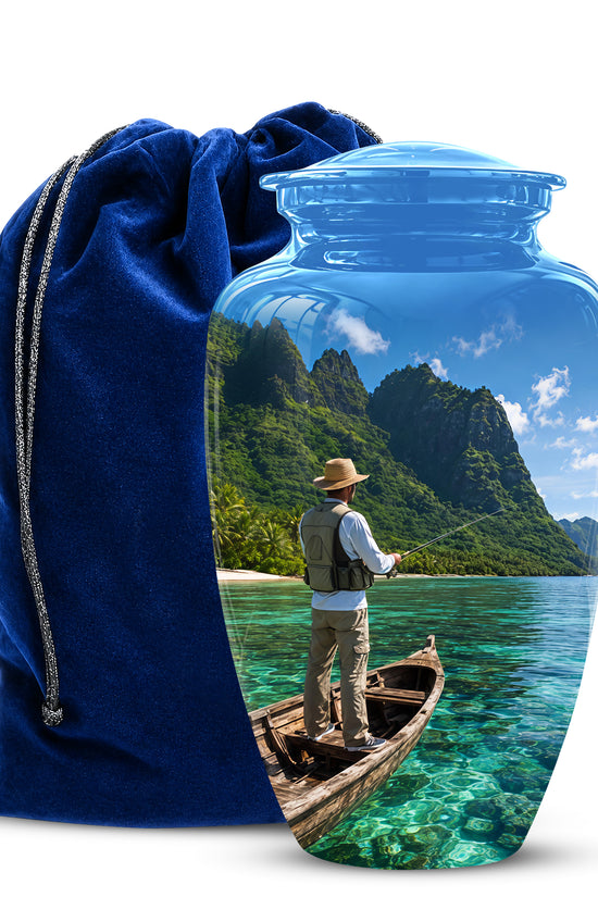 Father Fishing Cremation Urn - Majestic Memorial Urns For Human Ashes