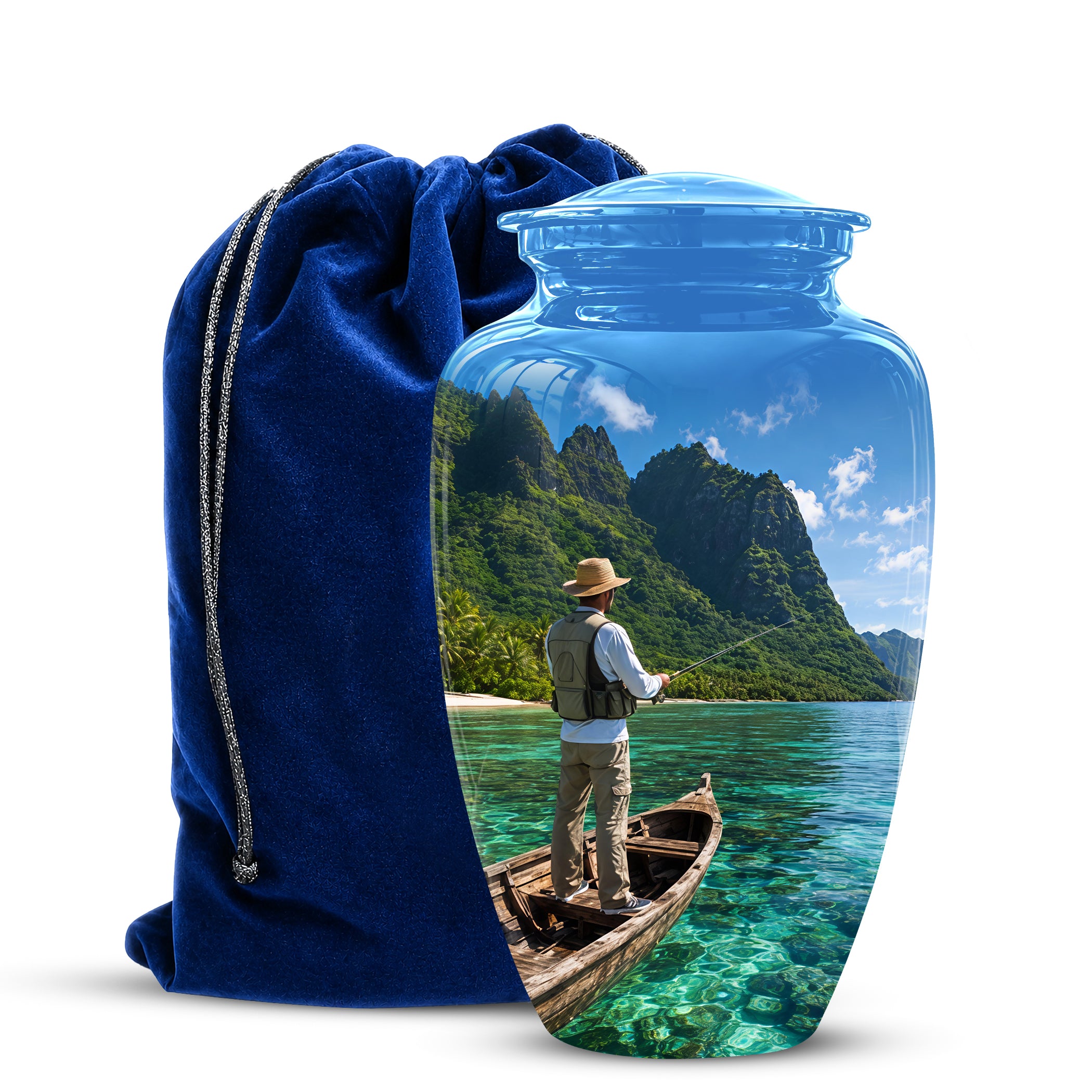 Father Fishing Cremation Urn - Majestic Memorial Urns For Human Ashes