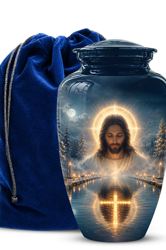 Divine Jesus Cremation Urn for Ashes – Christian Cross Memorial Urn