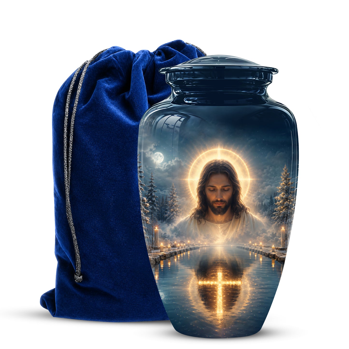 Divine Jesus Cremation Urn for Ashes – Christian Cross Memorial Urn