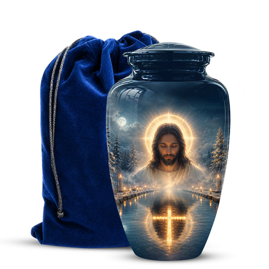 Divine Jesus Cremation Urn for Ashes – Christian Cross Memorial Urn
