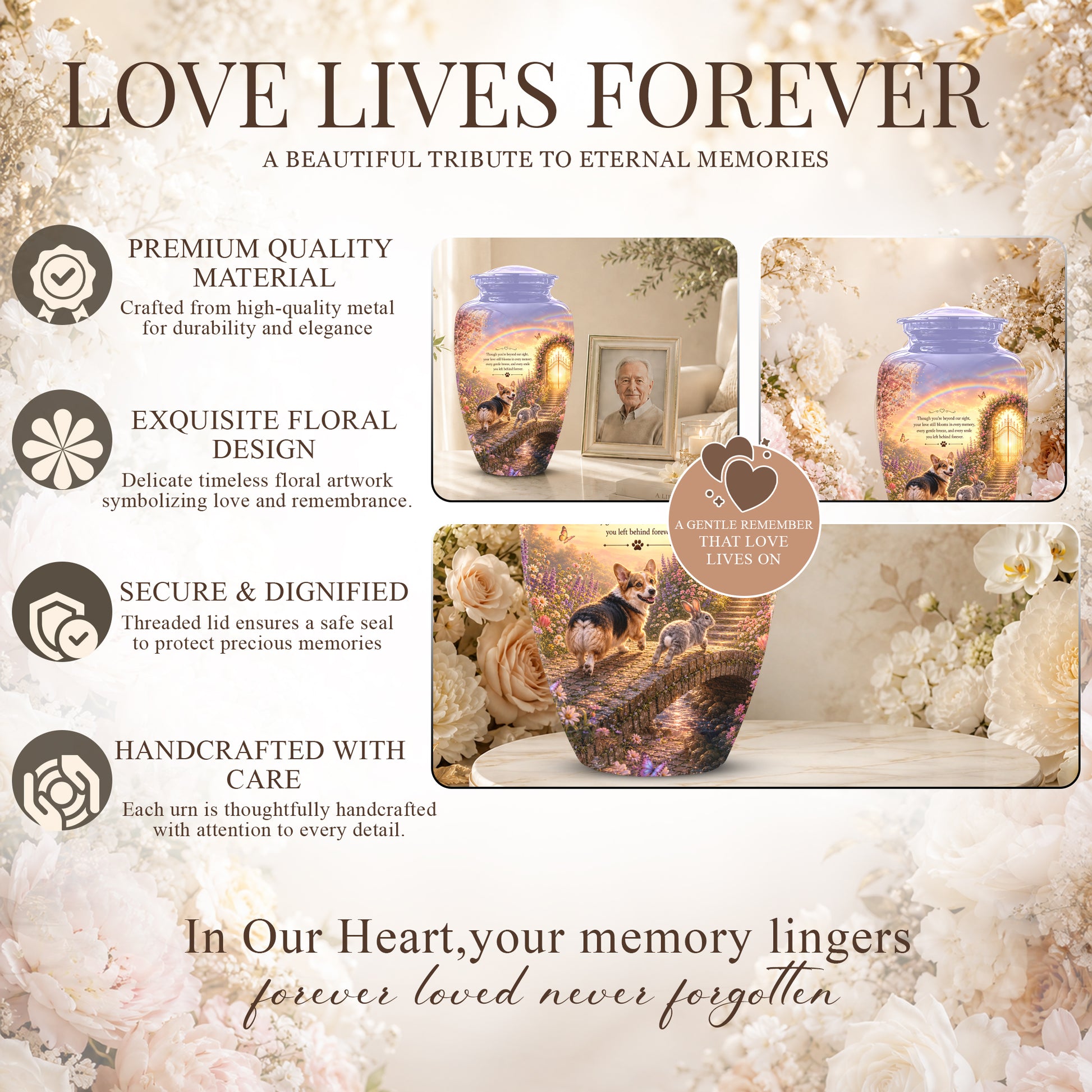 Rainbow Bridge Pet Memorial Urn – Personalized Urn For Dog & Cat