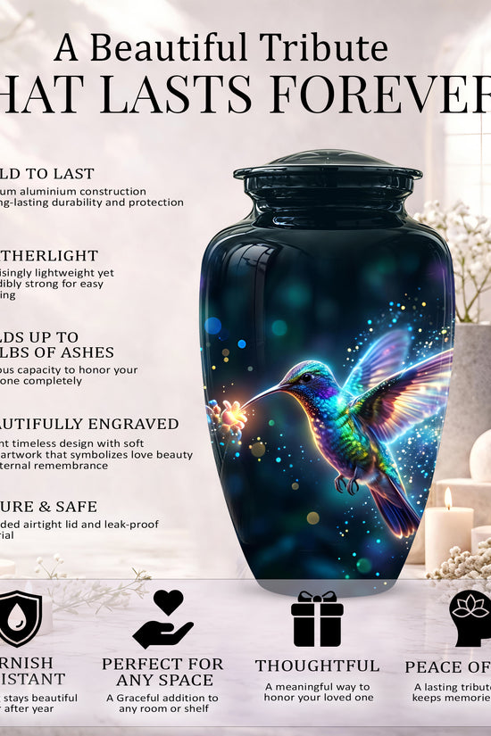 Celestial Colorful Hummingbird Cremation Urn - Majestic Funeral Urns