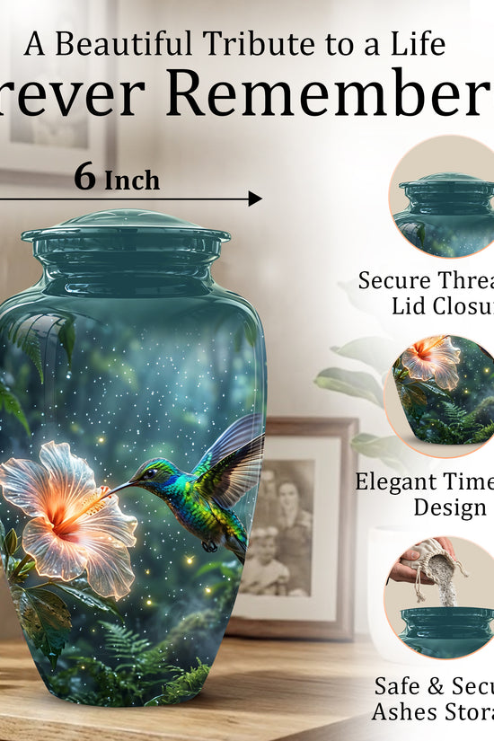 Hummingbird Cremation Urn for Ashes - Elegant Floral Memorial Urn