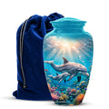 Baby Dolphin With Mother - Beautiful Artistic Urn To Tribute Mom Ashes