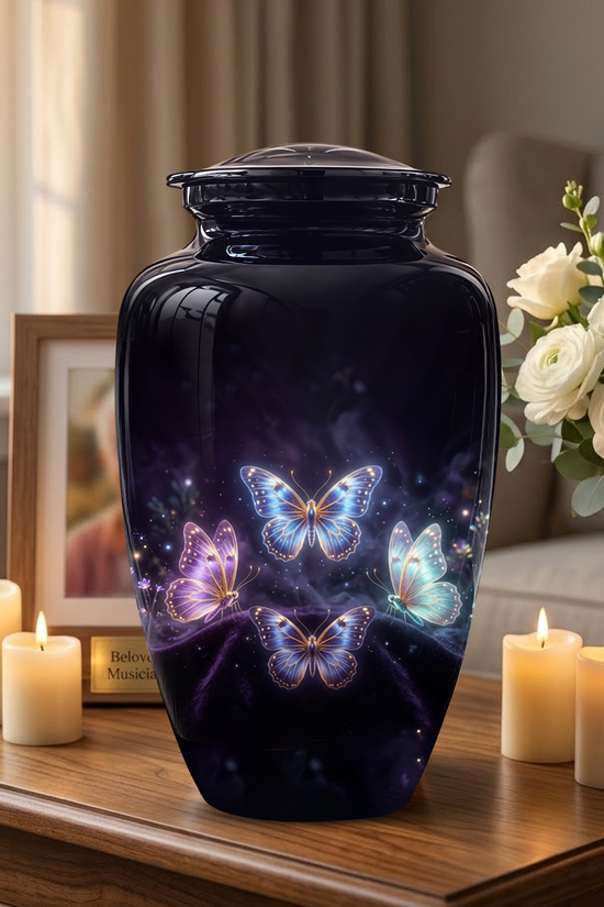 Flying Butterfly Urns For Mom Ashes - Handcrafted Black Cremation Urns