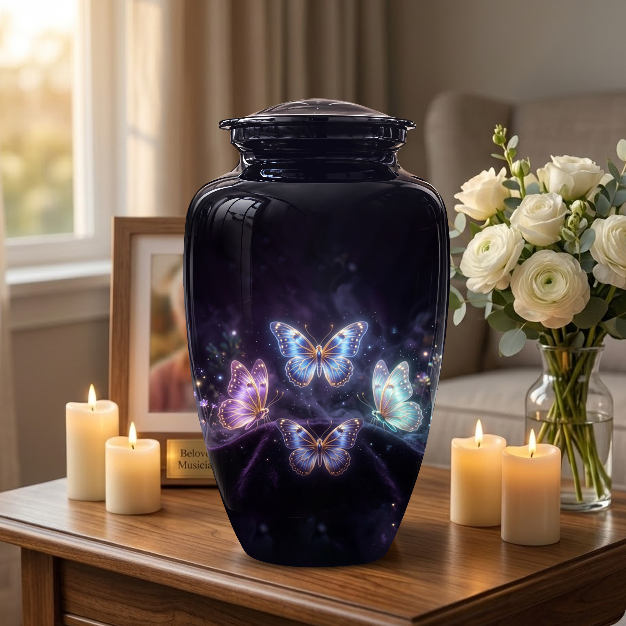 Flying Butterfly Urns For Mom Ashes - Handcrafted Black Cremation Urns