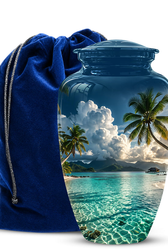Tropical Beach Cremation Urn - Custom Memorial Urns For Women Ashes
