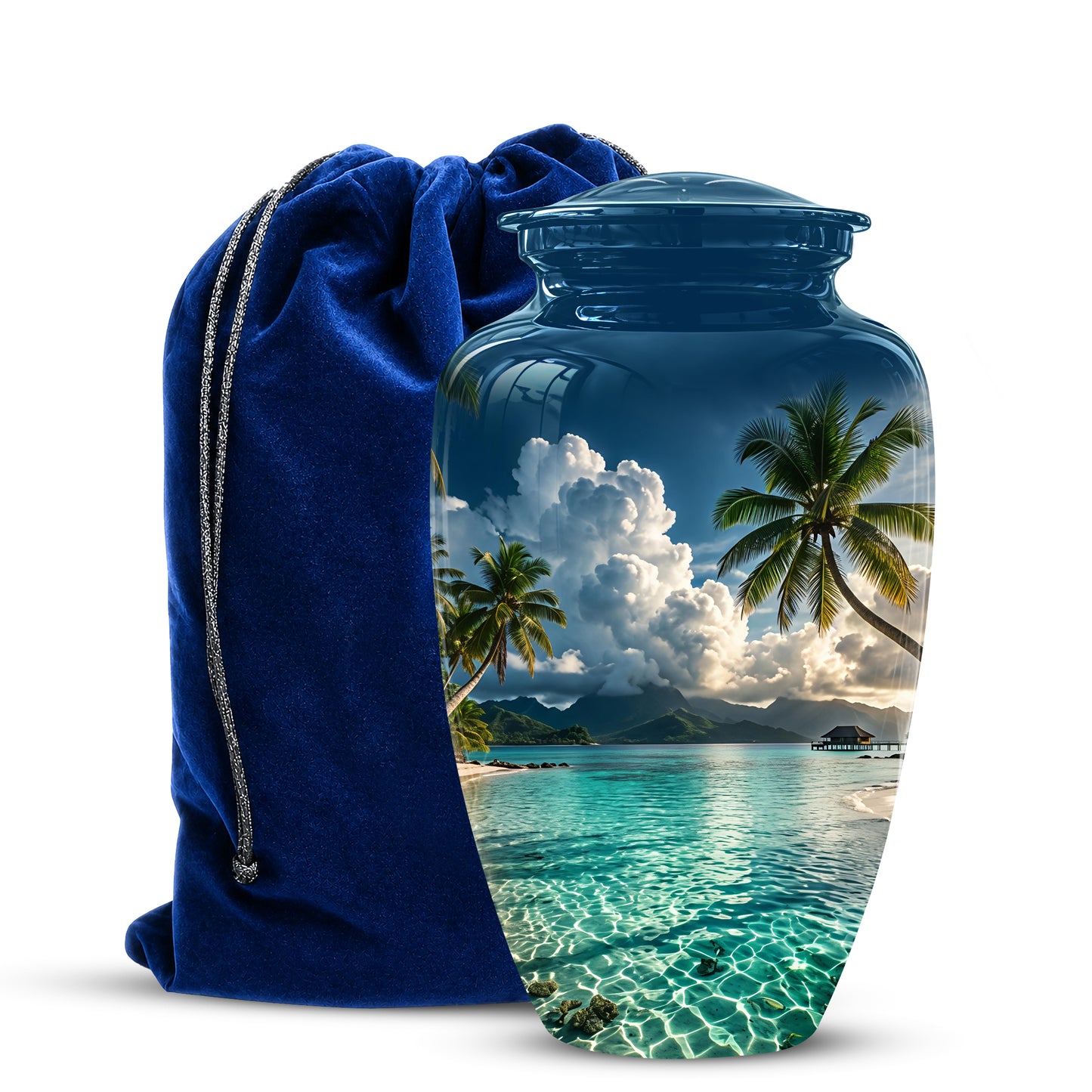 Tropical Beach Cremation Urn - Custom Memorial Urns For Women Ashes
